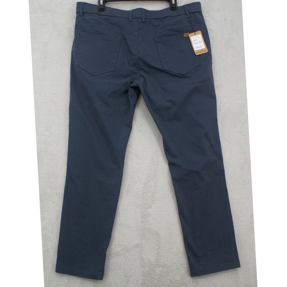 Plaid & Plain Mens Skinny Fit Chino Pants Pacific Blue 38x28 Stretch Twill 819#